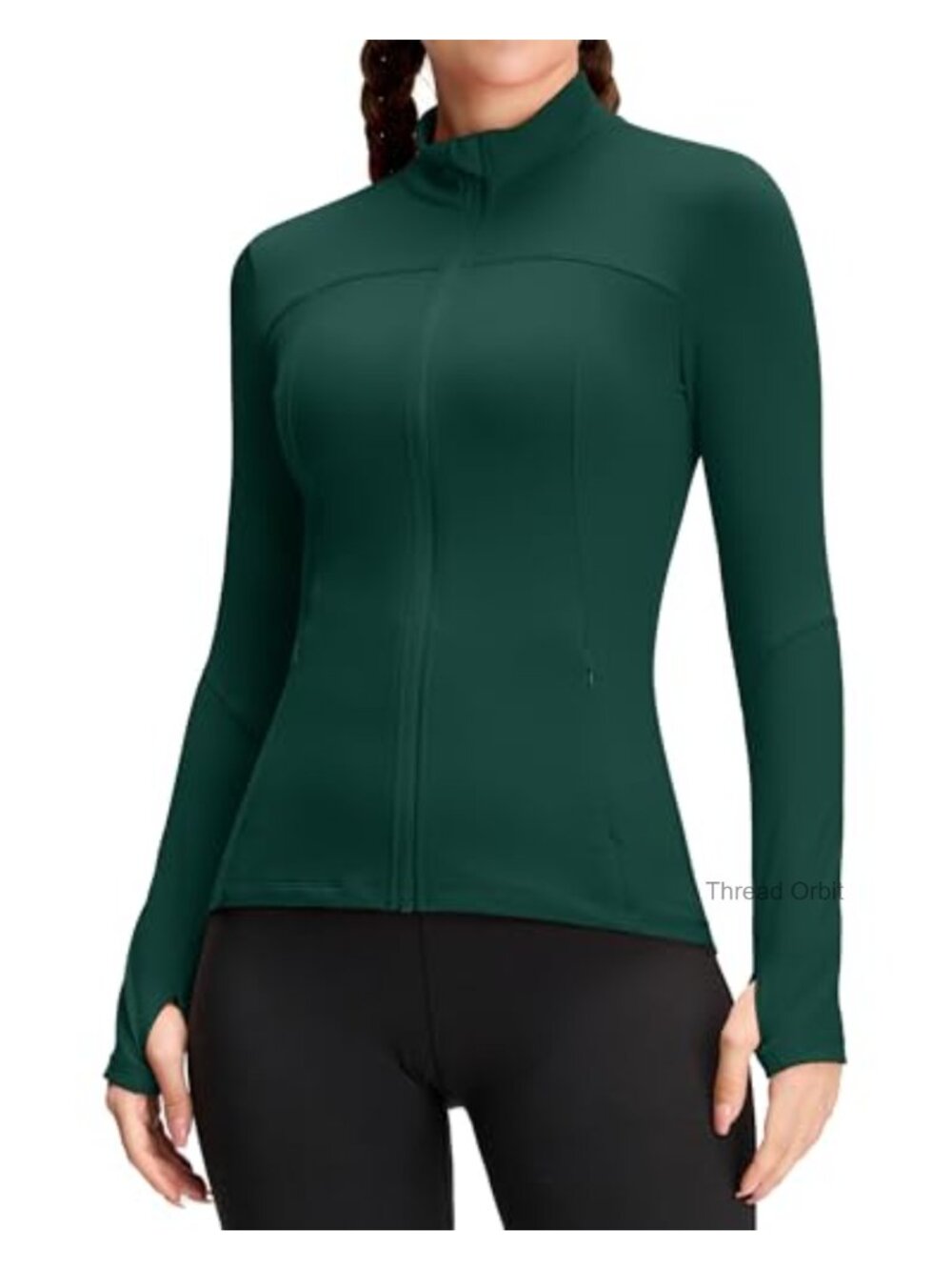 Women's Running Jacket Full Zip Thumbholes Slim Fit Nylon Spandex